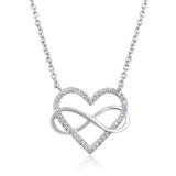 Certified 14K Gold 0.1ct Natural Diamond Intertwined Heart Infinity Necklace