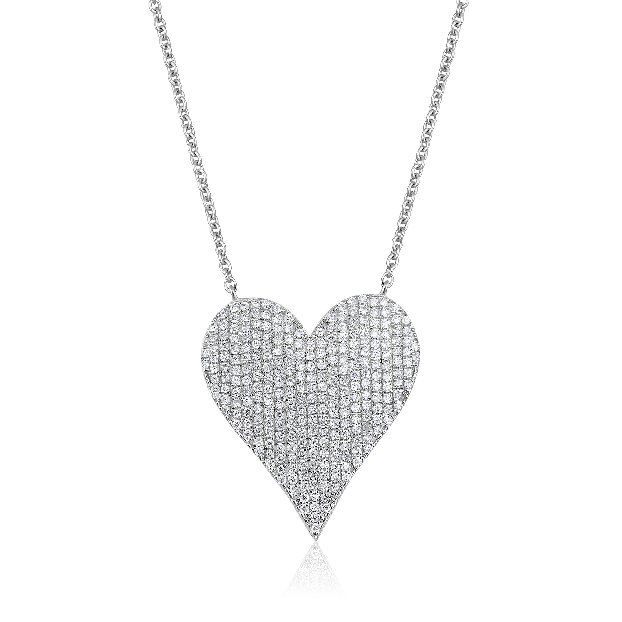 Certified 14K Gold 0.44ct Natural Diamond Pointed Heart Love Pendant Necklace