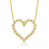 Certified 14K Gold 0.2ct Natural Diamond Open Heart Love Charm Pendant Necklace