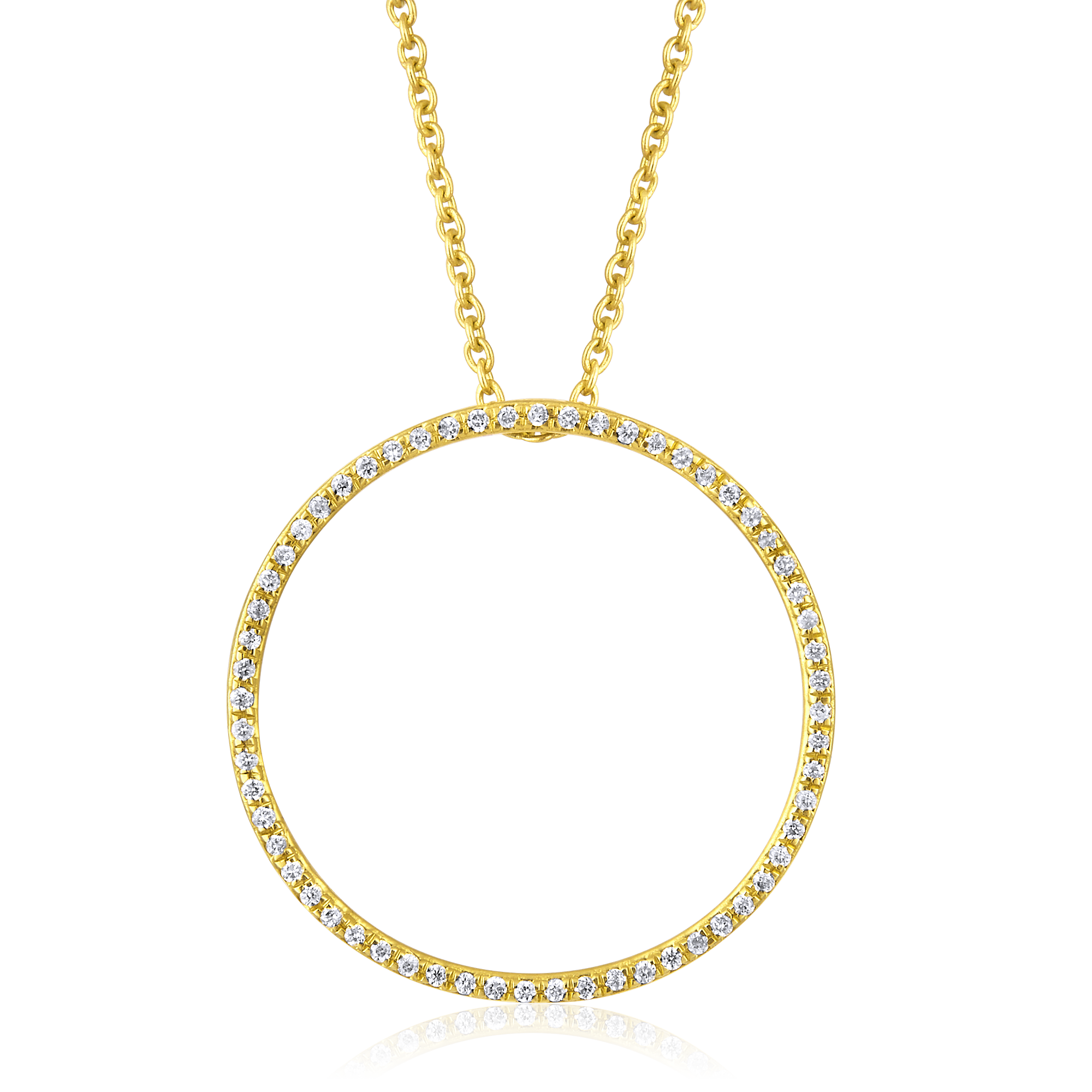 Certified 14K Gold 0.11ct Natural Diamond Circle Of Life Charm Pendant Necklace