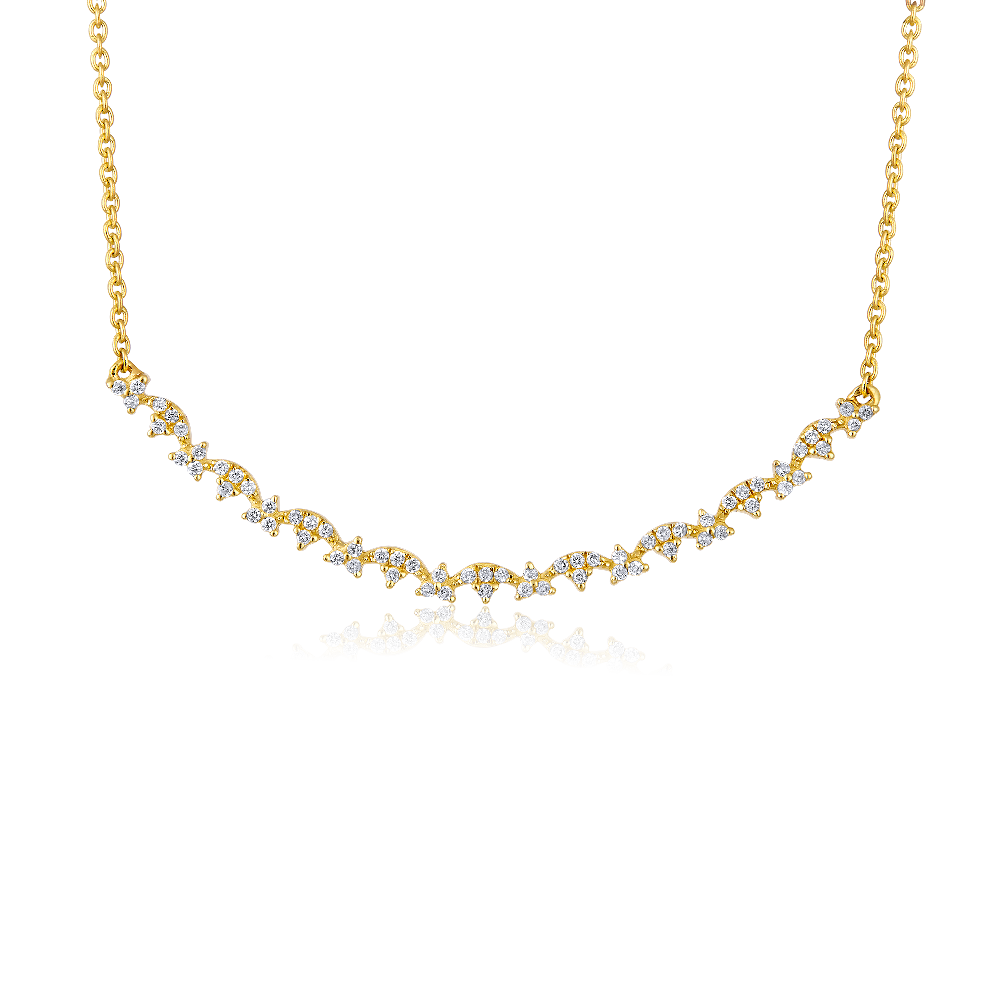 Certified 14K Gold 0.13ct Natural Diamond Elegant Trio Trinity Inspired Necklace