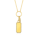 Certified 14K Gold 0.14ct Natural Diamond Dog Tag Sign Locket Pendant Necklace