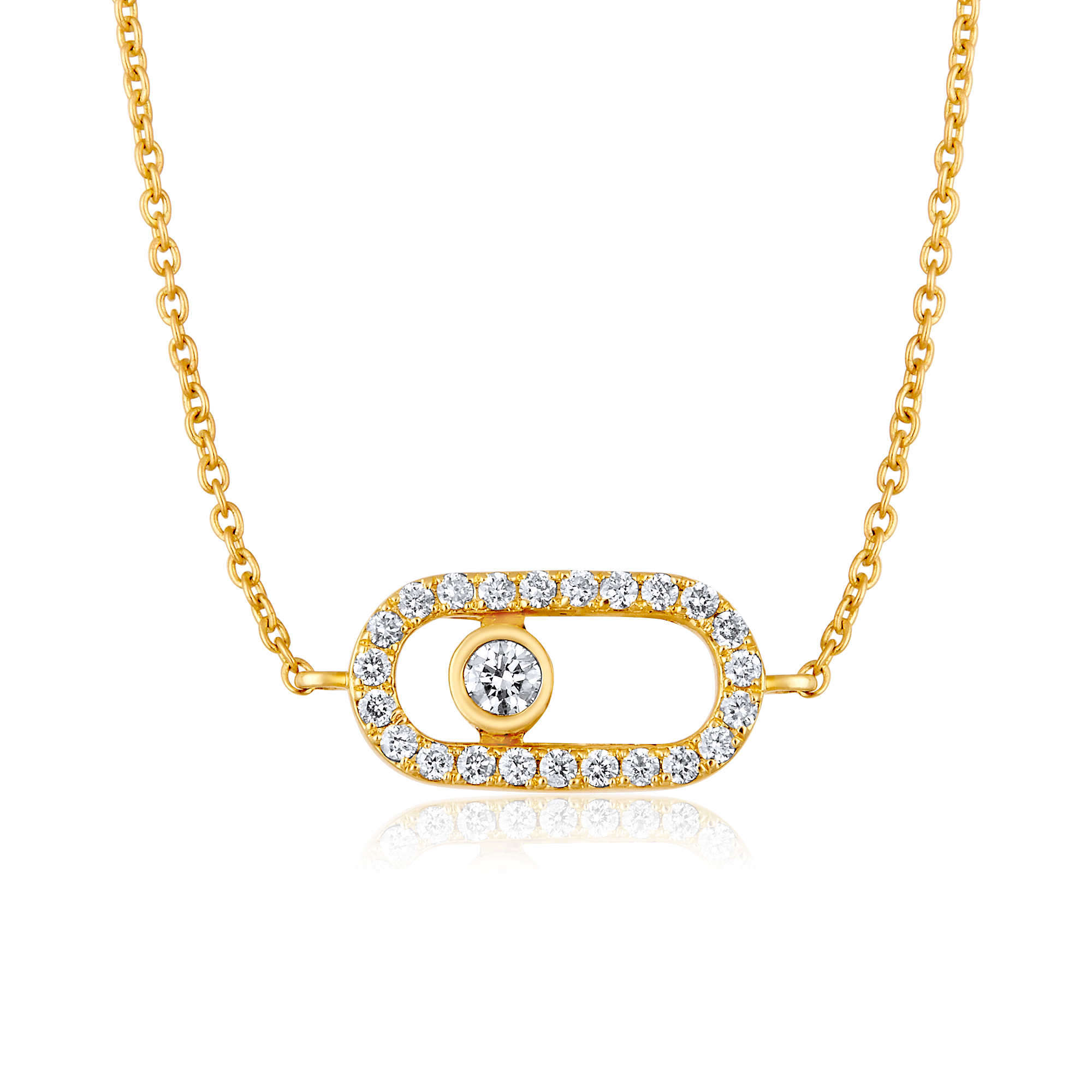 Certified 14K Gold 0.2ct Natural Diamond Move Inspired Charm Pendant Necklace