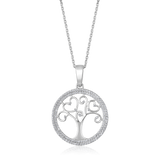 Certified 14K Gold 0.24ct Natural Diamond Tree Of Life Delicate Pendant Necklace