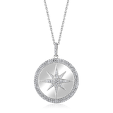 Certified 14K Gold 0.31ct Natural Diamond Starburst North Star Circle Necklace