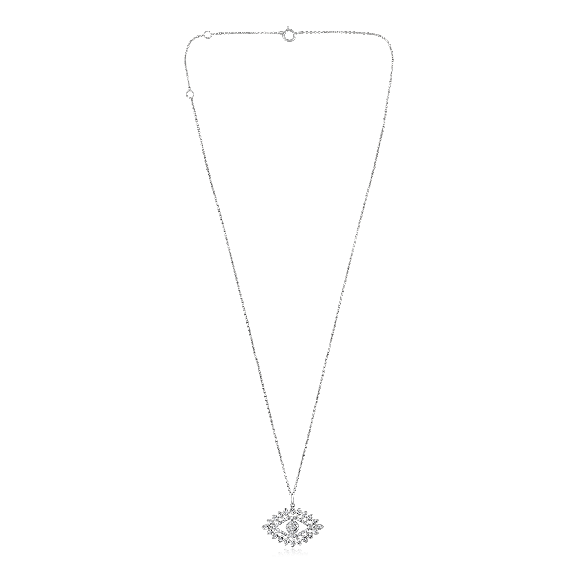 Certified 14K Gold 0.4ct Natural Diamond Evil Eye Protection Charm Necklace