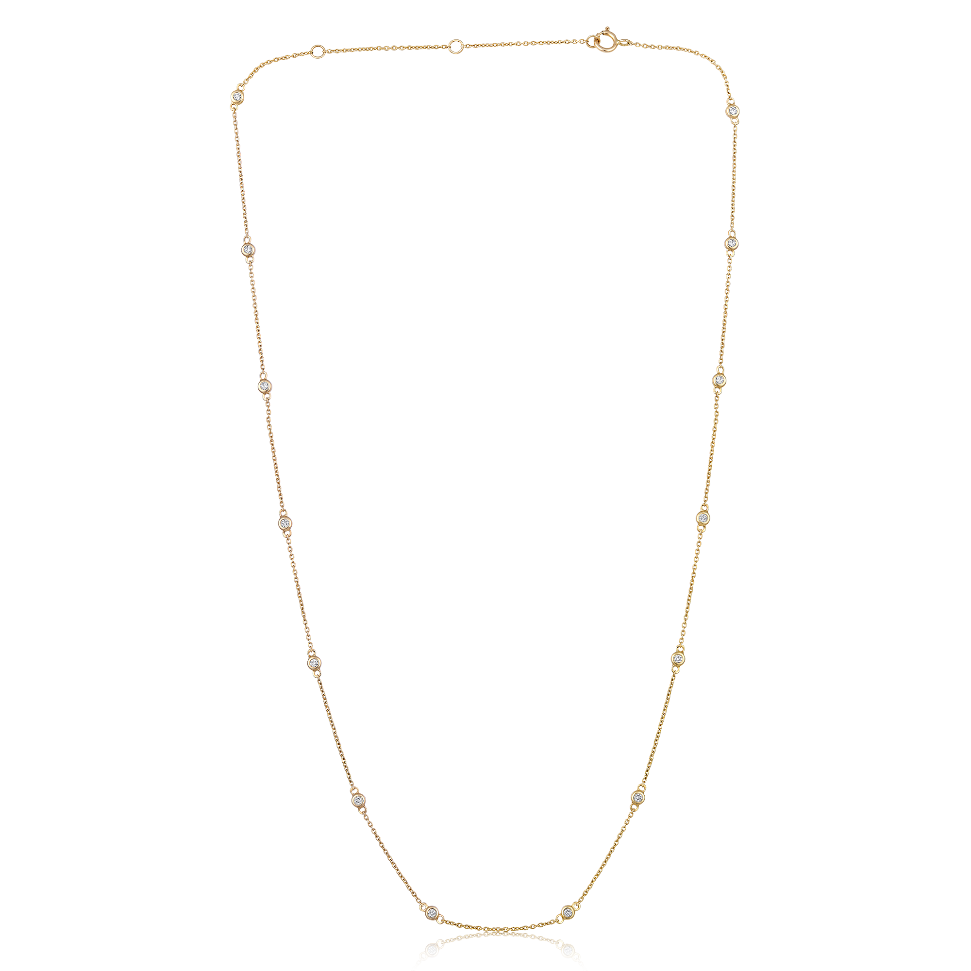 Certified 14K Gold 0.22ct Natural Diamond Orbit Base Choker By Yard Necklace