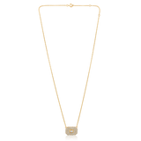 Certified 14K Gold 1.03ct Natural Diamond  Illusion Emerald Rectangle Necklace