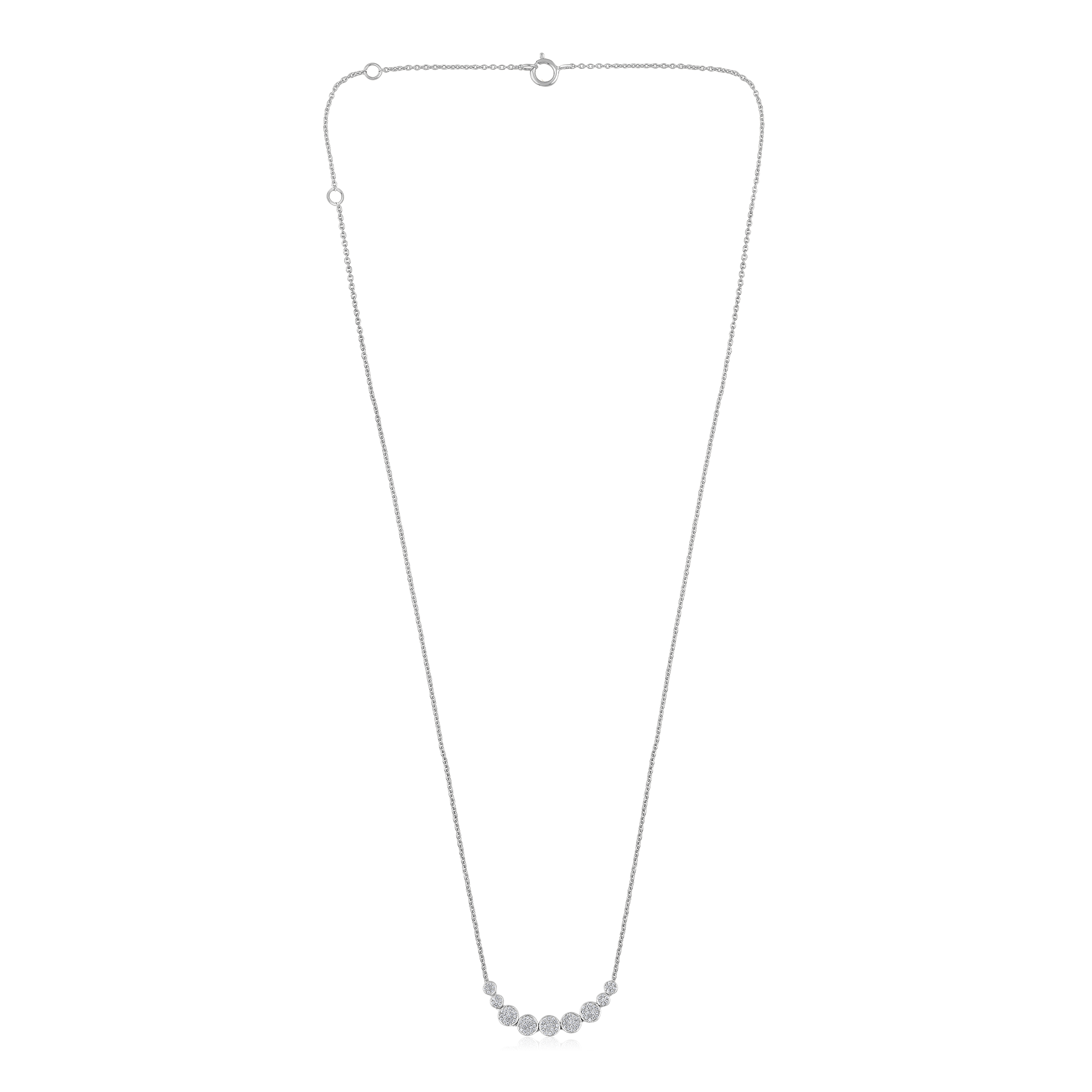 Certified 14K Gold 0.24ct Natural Diamond Graduated Nine Stone Halo Necklace