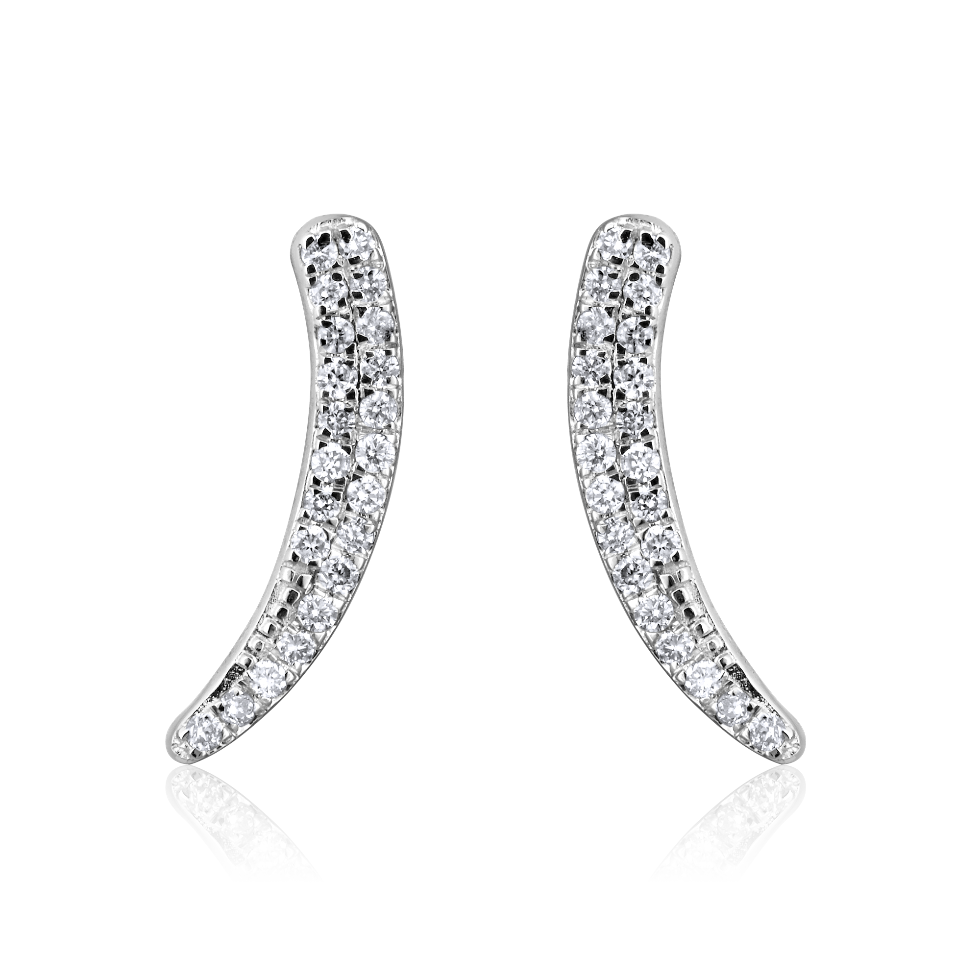 Certified 14K Gold 0.2ct Natural Diamond Ear Climber Sword Stud Earrings