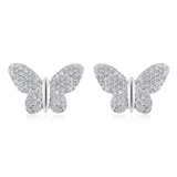 Certified 14K Gold 0.3ct Natural Diamond Butterfly Charm Dainty Stud Earrings