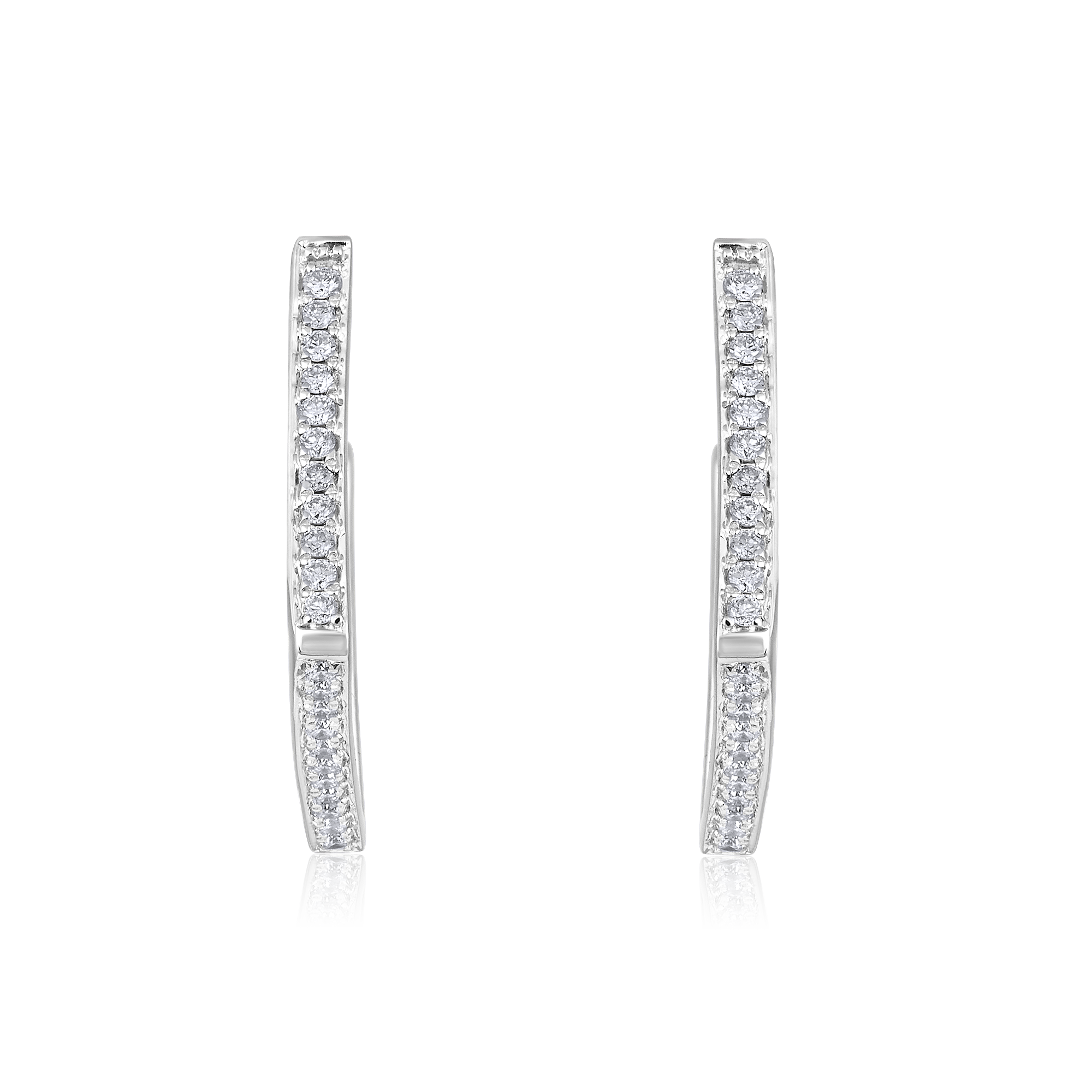 Certified 14K Gold 0.32ct Natural Diamond Geometric Open Loop Stud Earrings