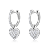 Certified 14K Gold 0.21ct Natural Diamond Heart Love Drop Charm Huggie Earrings