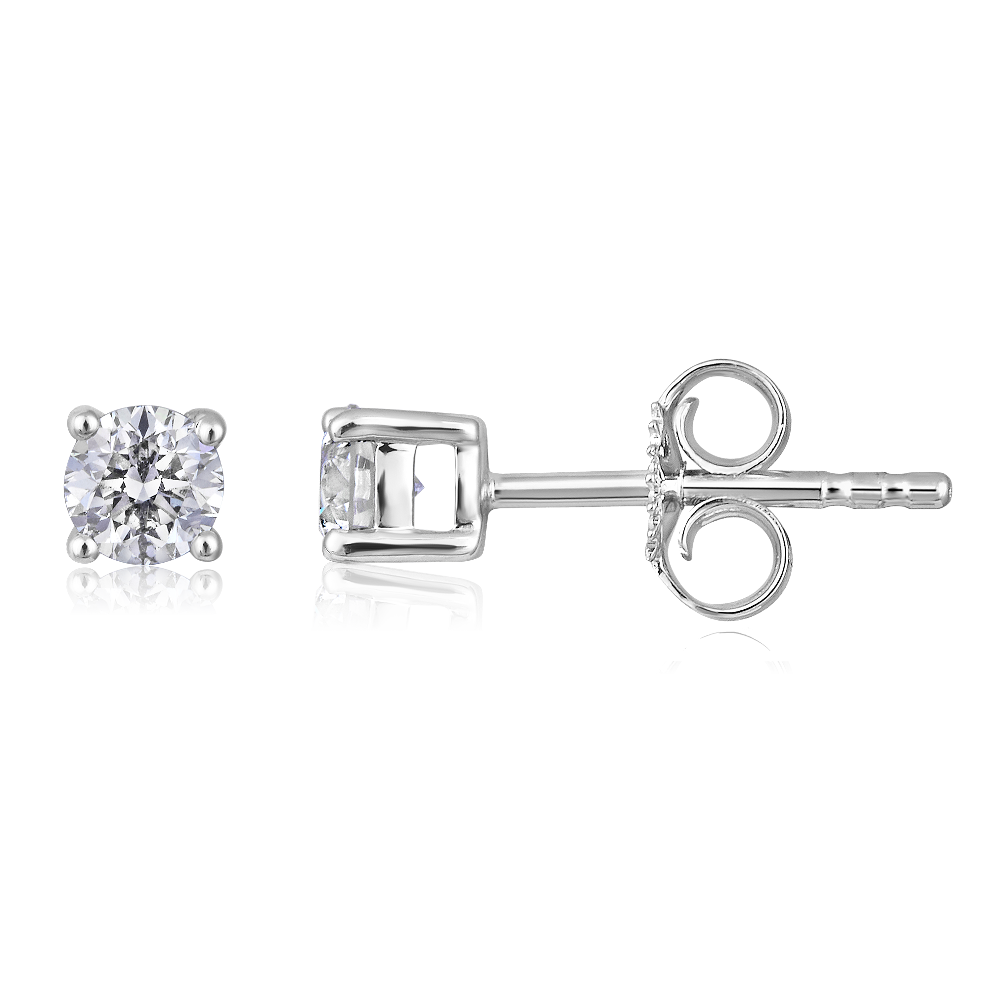 Certified 14K Gold 0.4ct Natural Diamond Classic Solitaire Stud Earrings