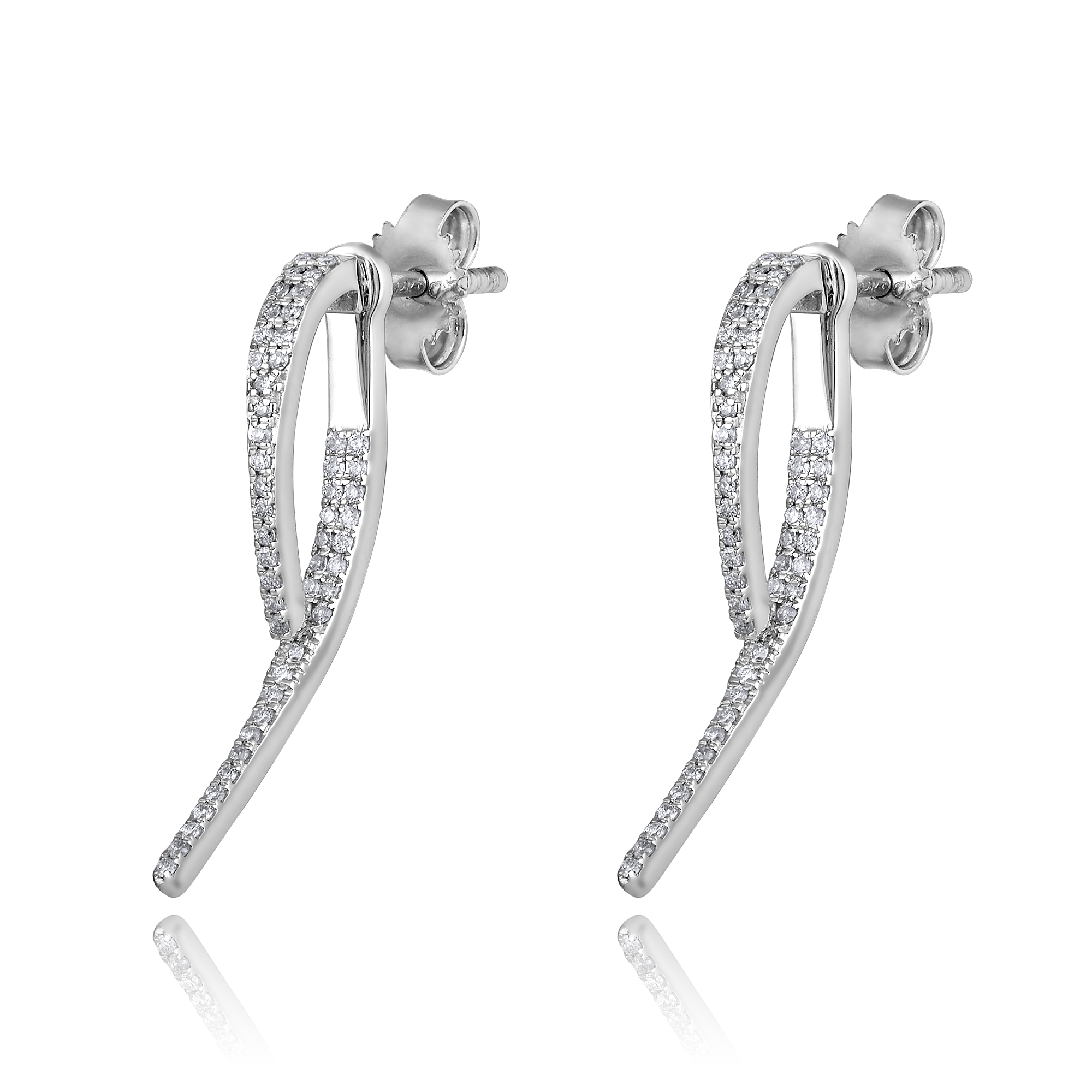 Certified 14K Gold 0.32ct Natural Diamond Twisted Dainty Designer  Earrings