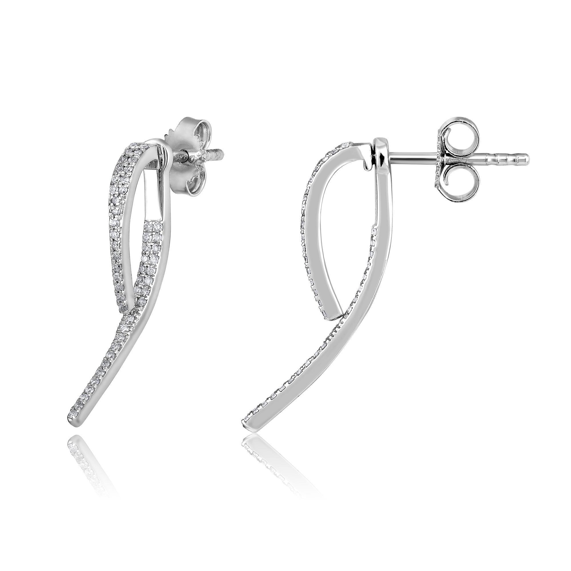 Certified 14K Gold 0.32ct Natural Diamond Twisted Dainty Designer  Earrings