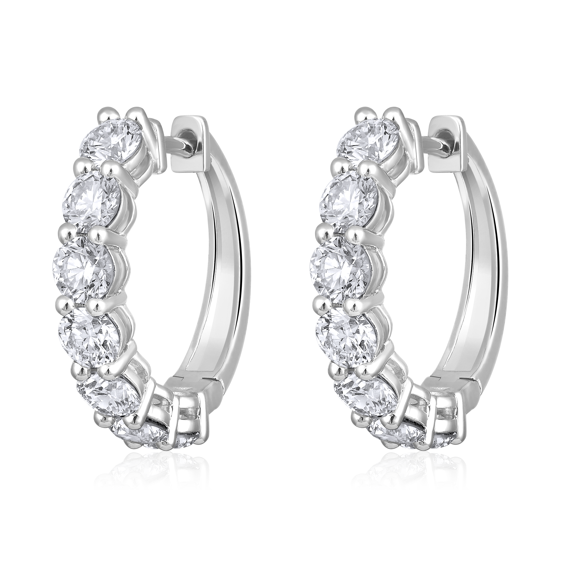 Certified 14K Gold 2.72ct Natural Diamond Classic Delicate Huggie Hoop Earrings