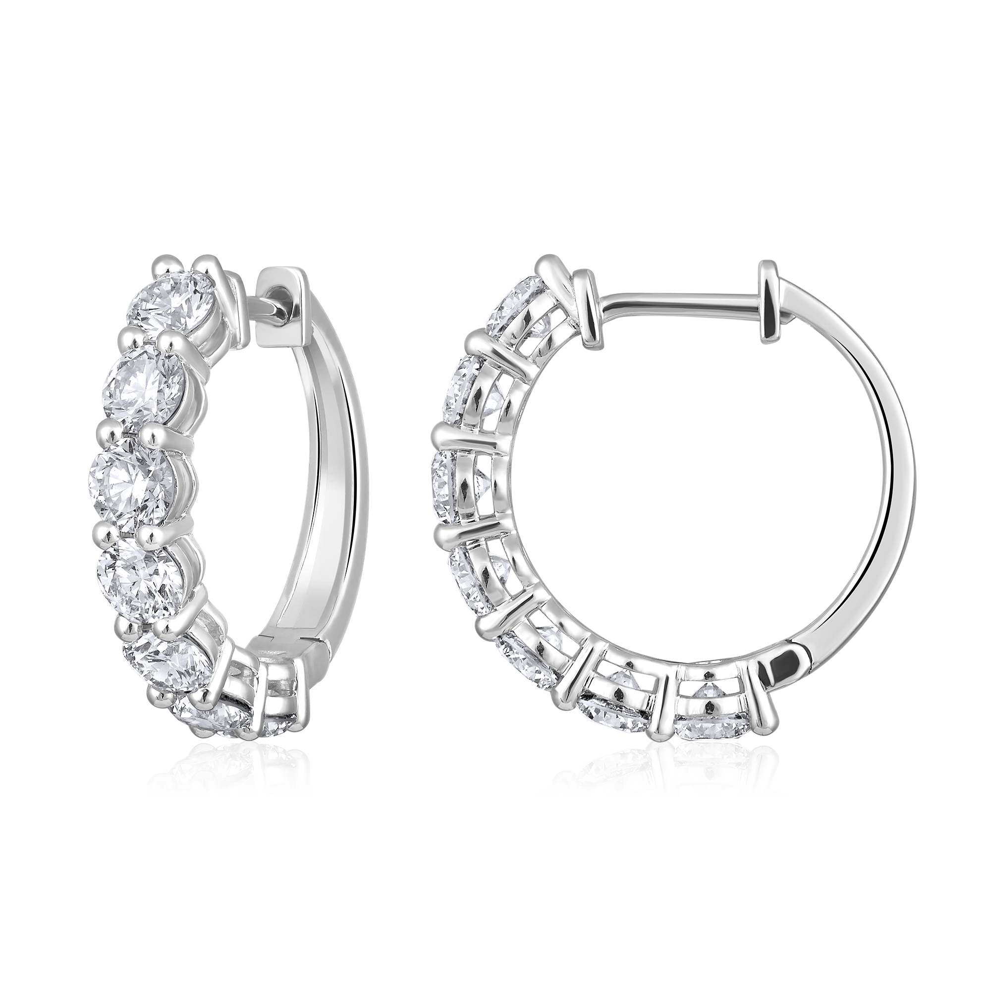 Certified 14K Gold 2.72ct Natural Diamond Classic Delicate Huggie Hoop Earrings