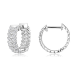 Certified 14K Gold 0.2ct Natural Diamond Leaf Marquise Hoop Huggie Earrings