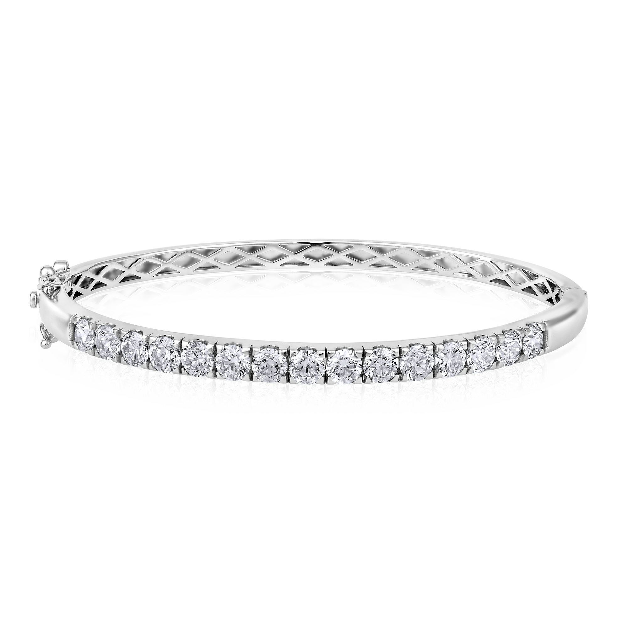 Certified 14K Gold 4.4ct Natural Diamond Classic Single Line Bangle Bracelet