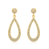 Certified 14K Gold 0.3ct Natural Diamond Tear Drop Pear Cluster Long Earrings