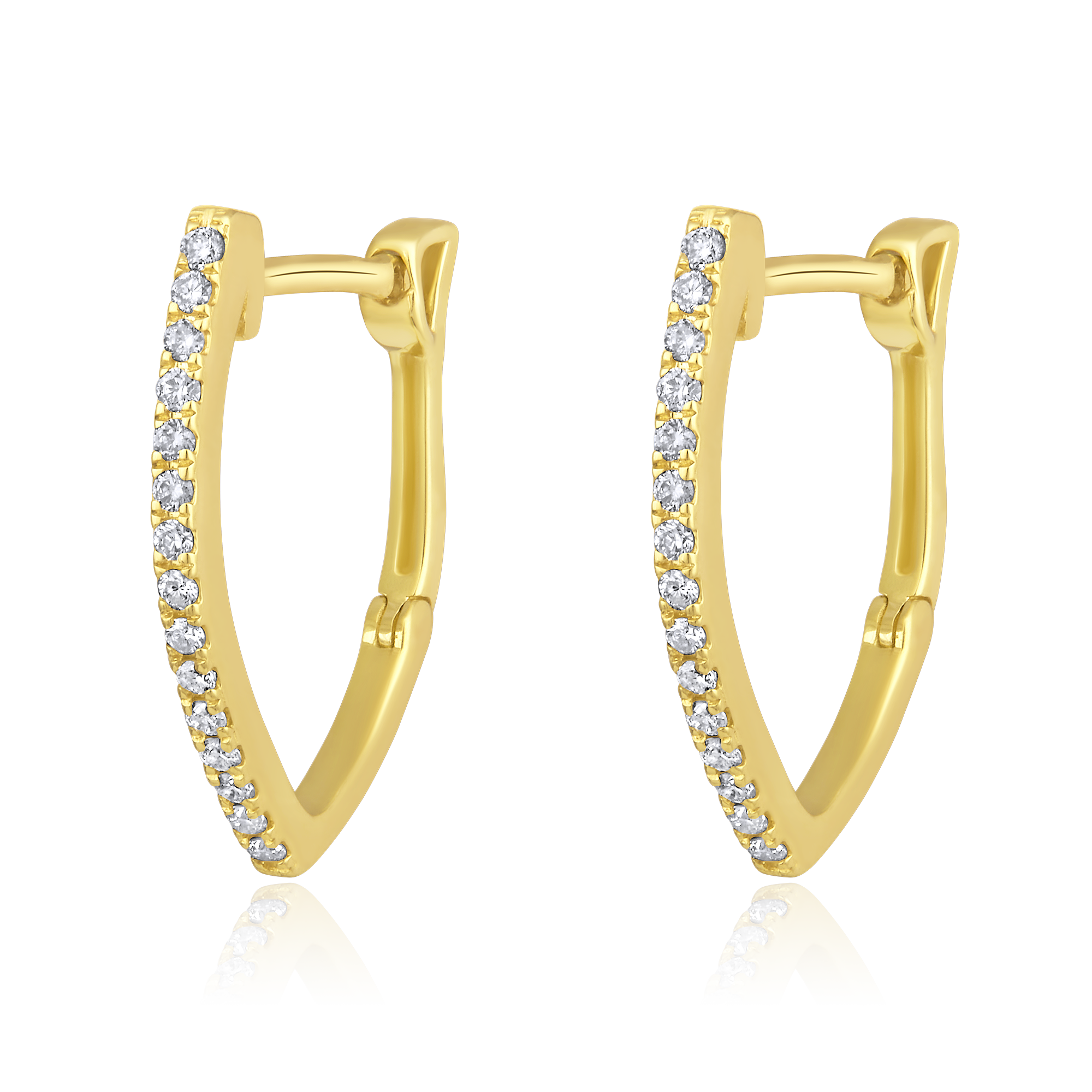 Certified 14K Gold 0.14ct Natural Diamond Drop Delicate Everyday Hoop Earrings