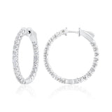 Certified 14K Gold 2.1ct Natural Diamond 26mm Inside-Out Round Hoop Earrings