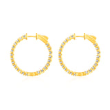 Certified 14K Gold 2.04ct Natural Diamond 26mm Inside-Out Round Hoop Earrings