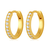 Certified 18K Gold 0.1ct Natural Diamond E-VVS Huggie 11mm Hoop Earrings