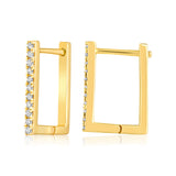 Certified 14K Gold Natural Diamond F-SI Inside Out Rectangle Hoop Earrings