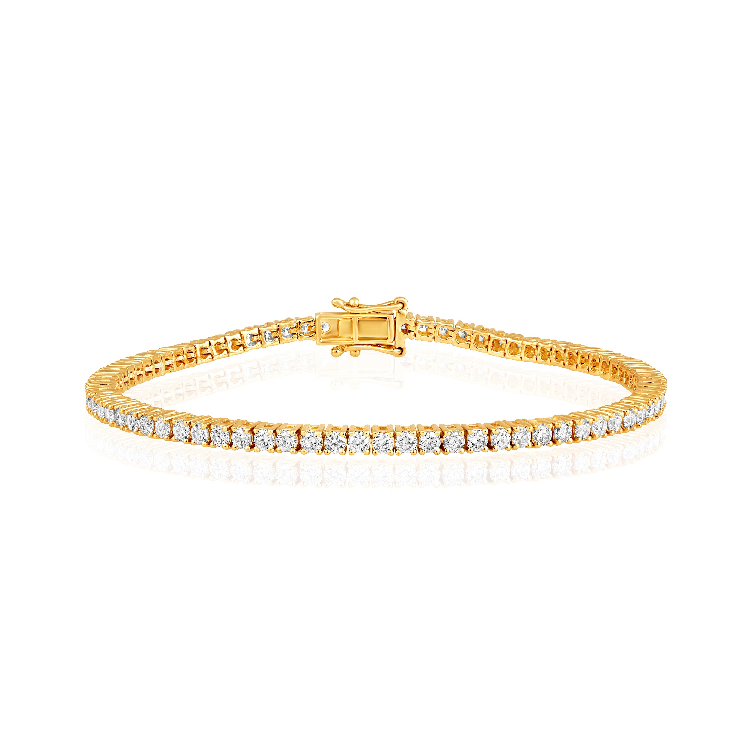 Certified 14K Gold 2.8ct Natural Diamond F-VS 2.6mm 4 Prong Tennis Bracelet