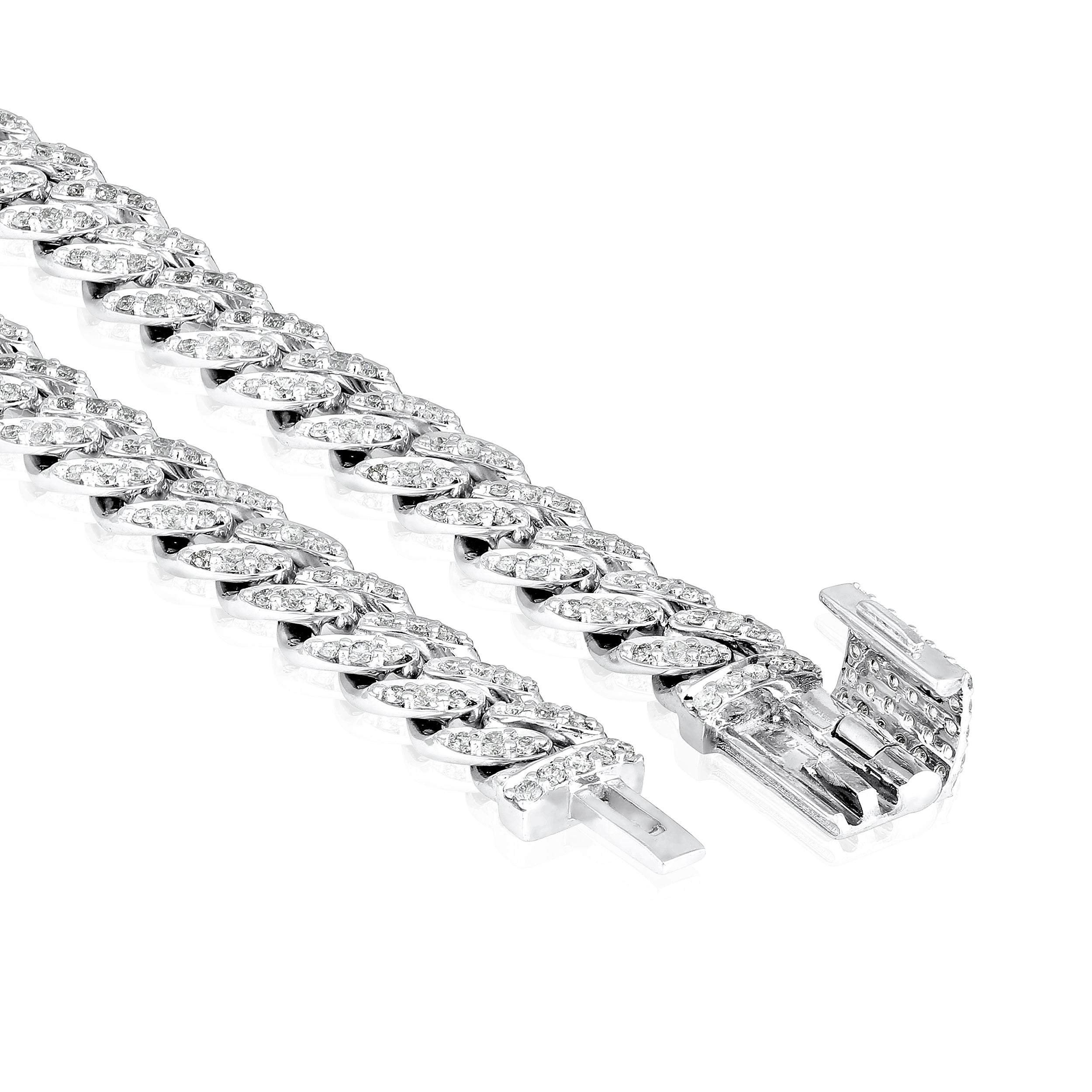 Certified 10K Rose Gold 2.4ct Natural Diamond 7mm Cuban Link Chain Bracelet