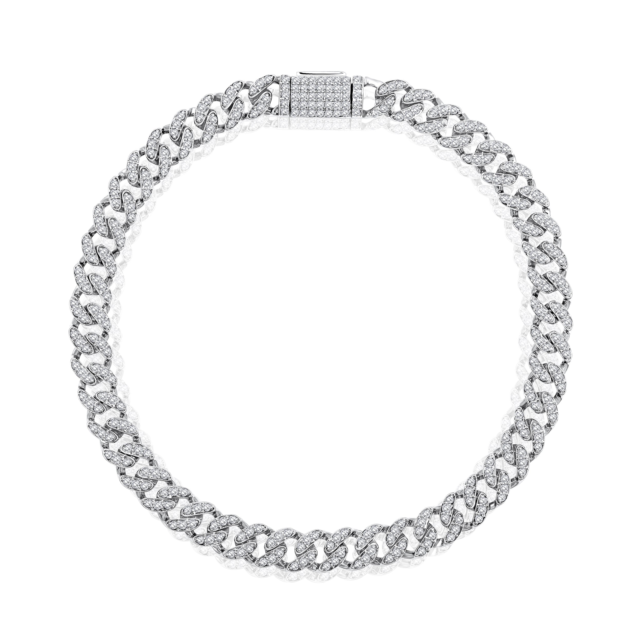 Certified 14K Gold Natural Diamond 5mm Cuban Big Clasp Bracelet