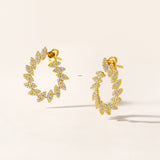 Certified 14K Gold 0.53ct Natural Diamond Marquise Leaf Loop Stud Earrings