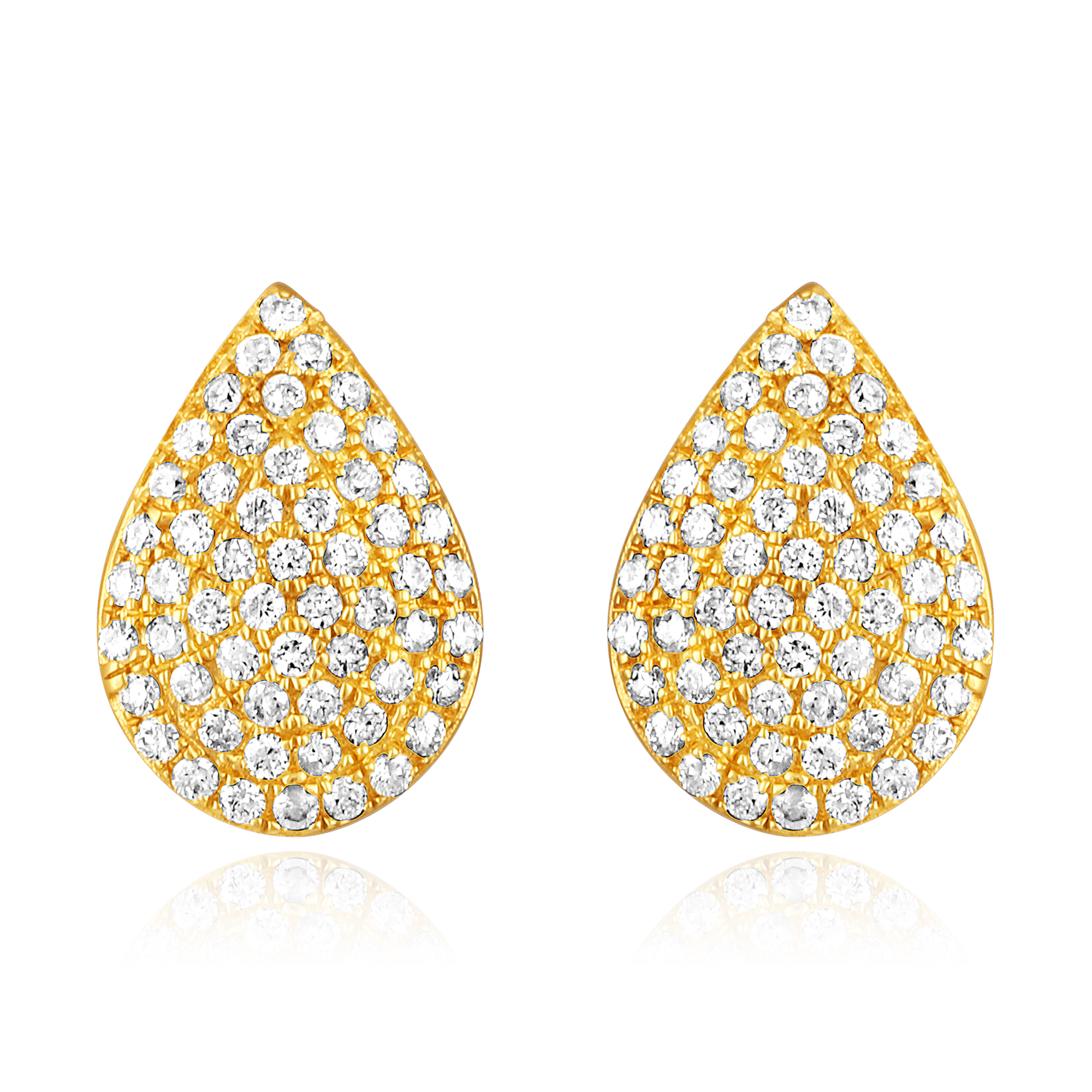 Certified 14K Gold 0.22ct Natural Diamond Tear Drop Pear Cluster Stud Earrings