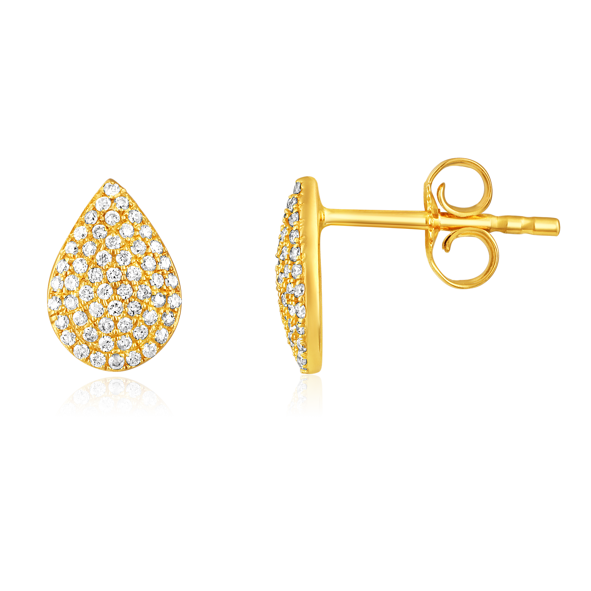 Certified 14K Gold 0.22ct Natural Diamond Tear Drop Pear Cluster Stud Earrings