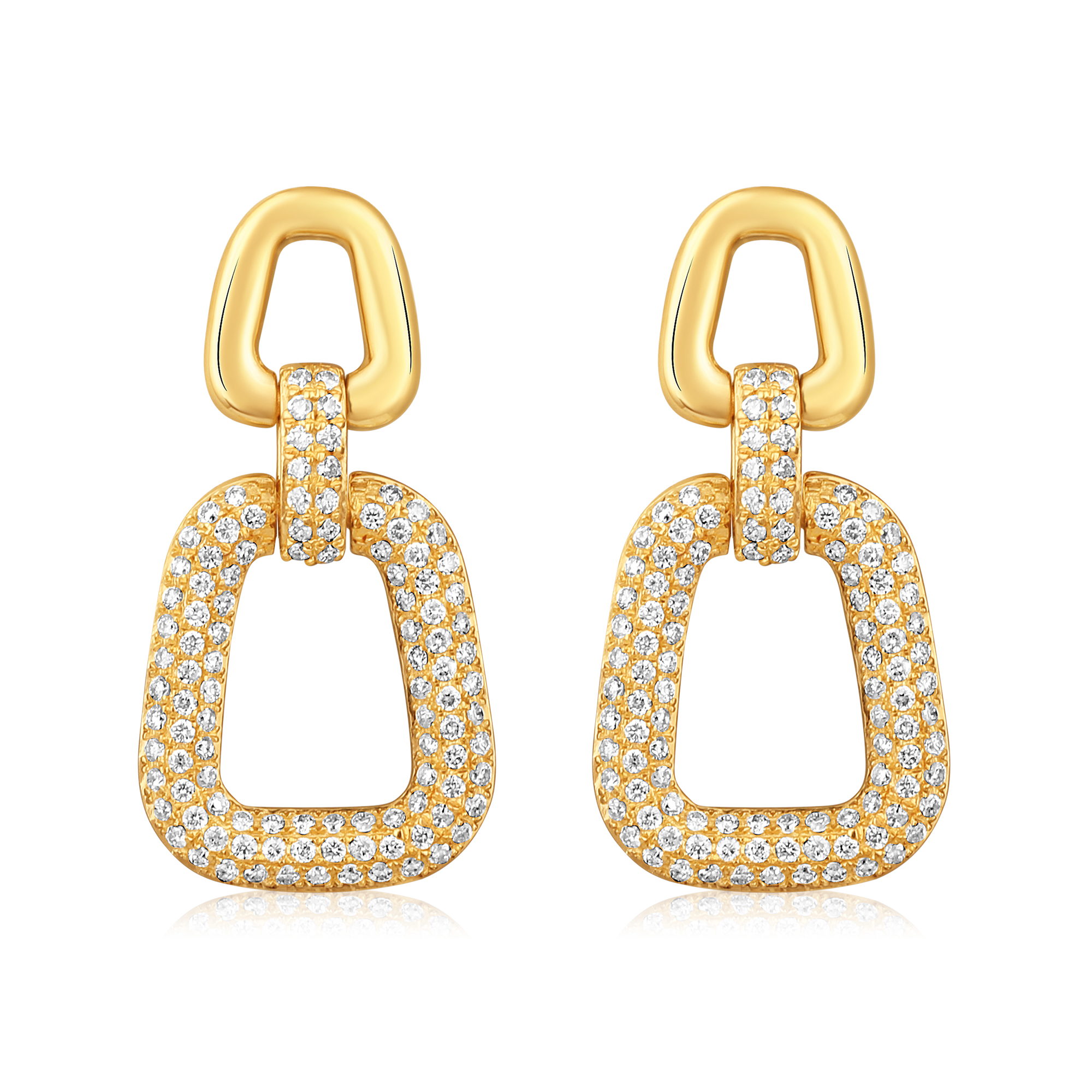 Certified 14K Gold 0.4ct Natural Diamond  Chain Link Cuban Drop  Earrings