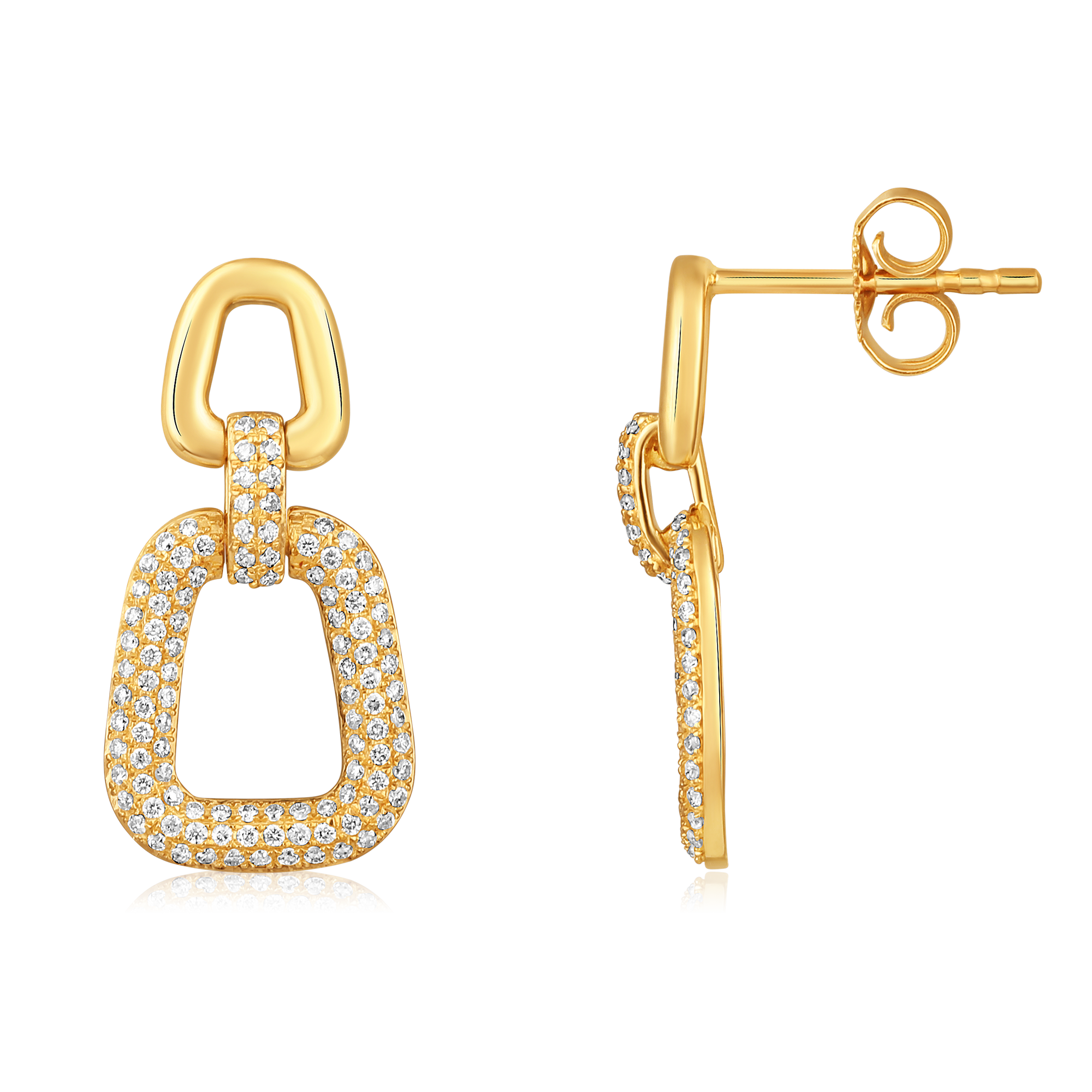 Certified 14K Gold 0.4ct Natural Diamond  Chain Link Cuban Drop  Earrings