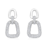 Certified 14K Gold 0.4ct Natural Diamond Chain Link Paperclip Drop Earrings