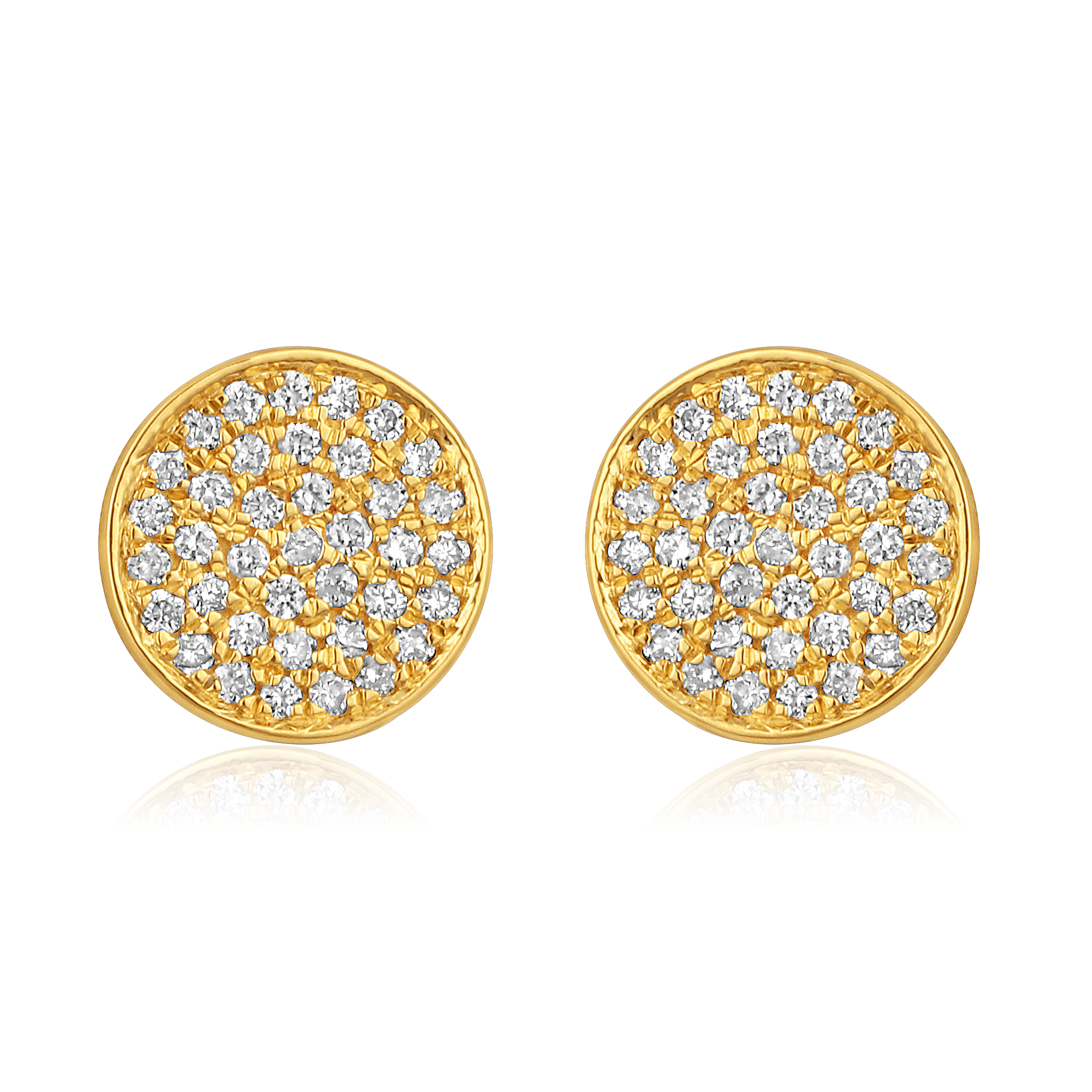 Certified 14K Gold 0.1ct Natural Diamond  Round Cluster Bezel Stud  Earrings