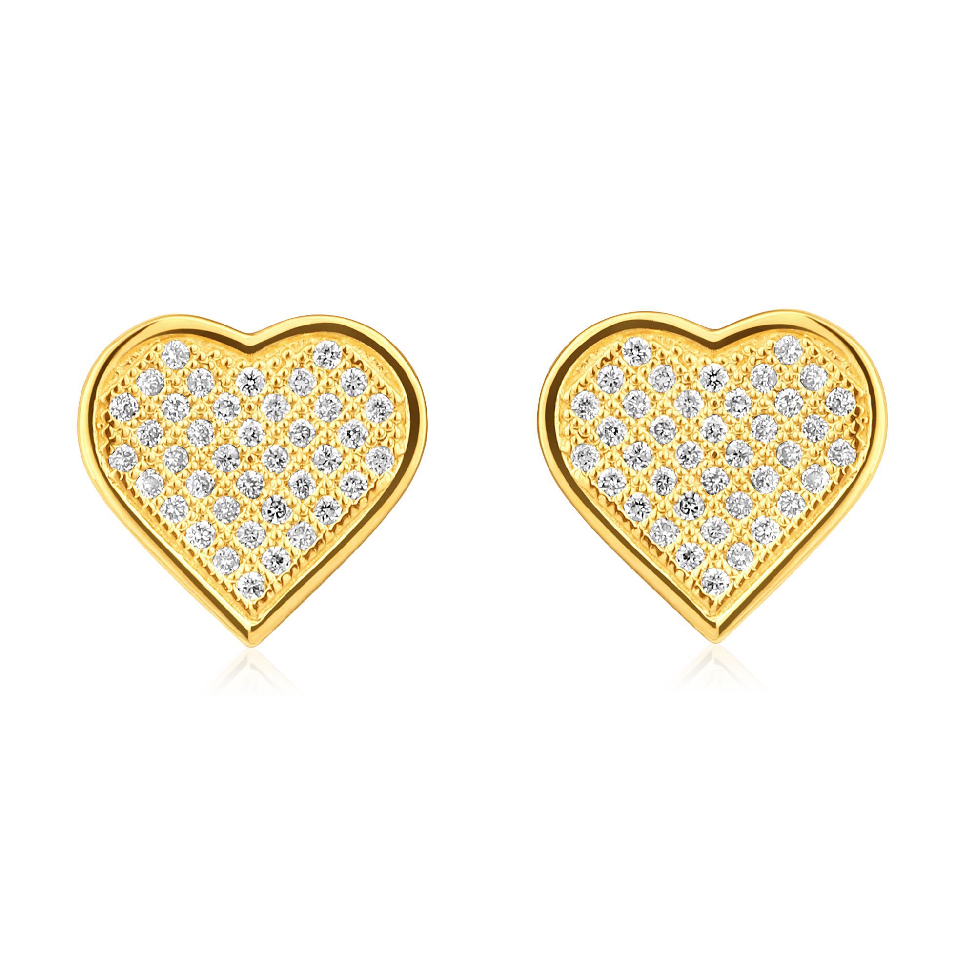 Certified 14K Gold 0.13ct Natural Diamond Love Heart Cluster Stud Earrings