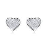 Certified 14K Gold 0.14ct Natural Diamond Heart Bezel Studded Love Stud Earrings