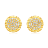 Certified 14K Gold 0.13ct Natural Diamond Round Designer Cluster Stud Earrings