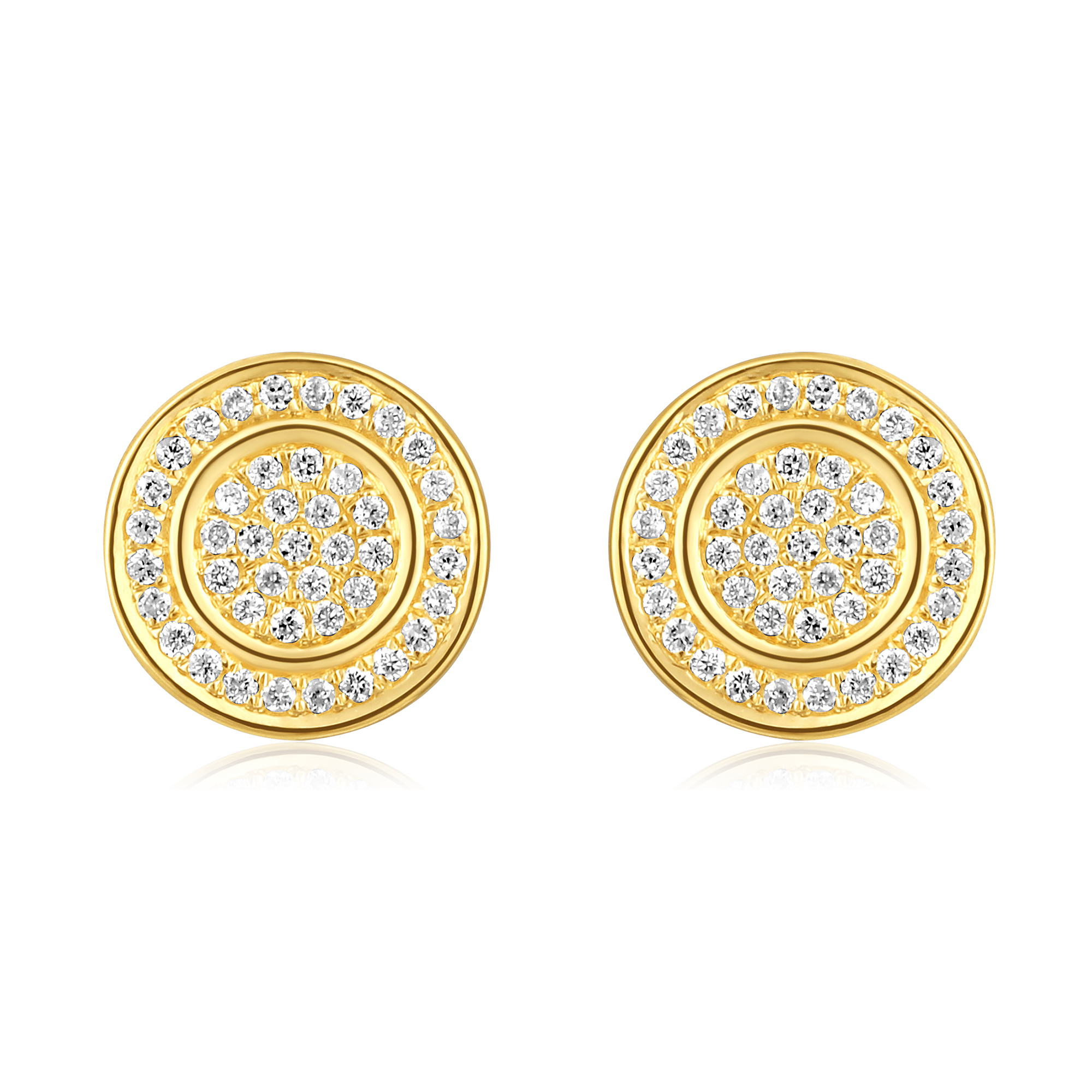 Certified 14K Gold 0.2ct Natural Diamond Round Halo Cluster Stud Earrings