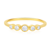 Certified 14K Gold 0.03ct Natural Diamond 5 Stone Bezel Stackable Band Wed Ring