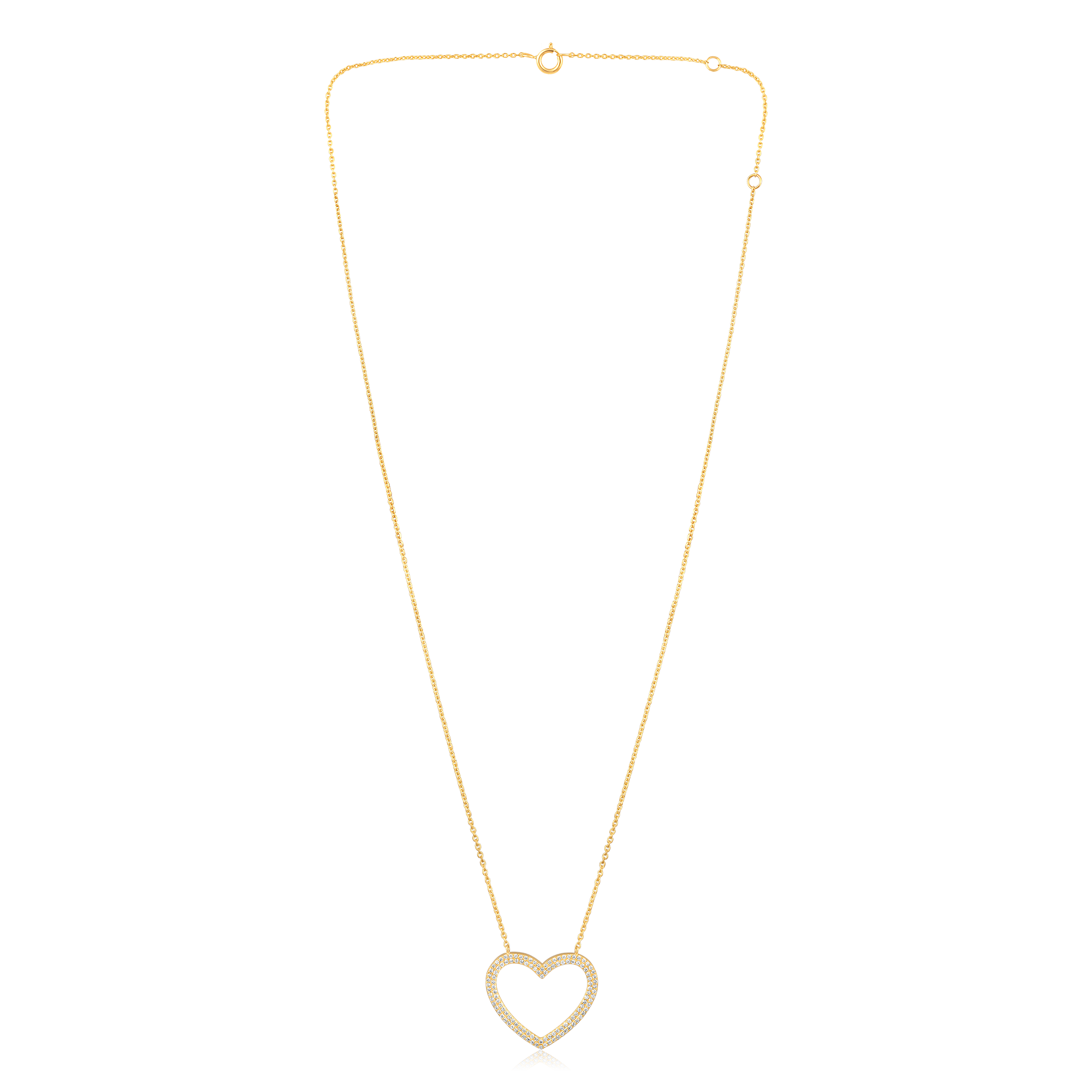 Certified 14K Gold 0.22ct Natural Diamond Open Heart Love Charm Pendant Necklace