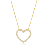 Certified 14K Gold 0.22ct Natural Diamond Open Heart Love Charm Pendant Necklace