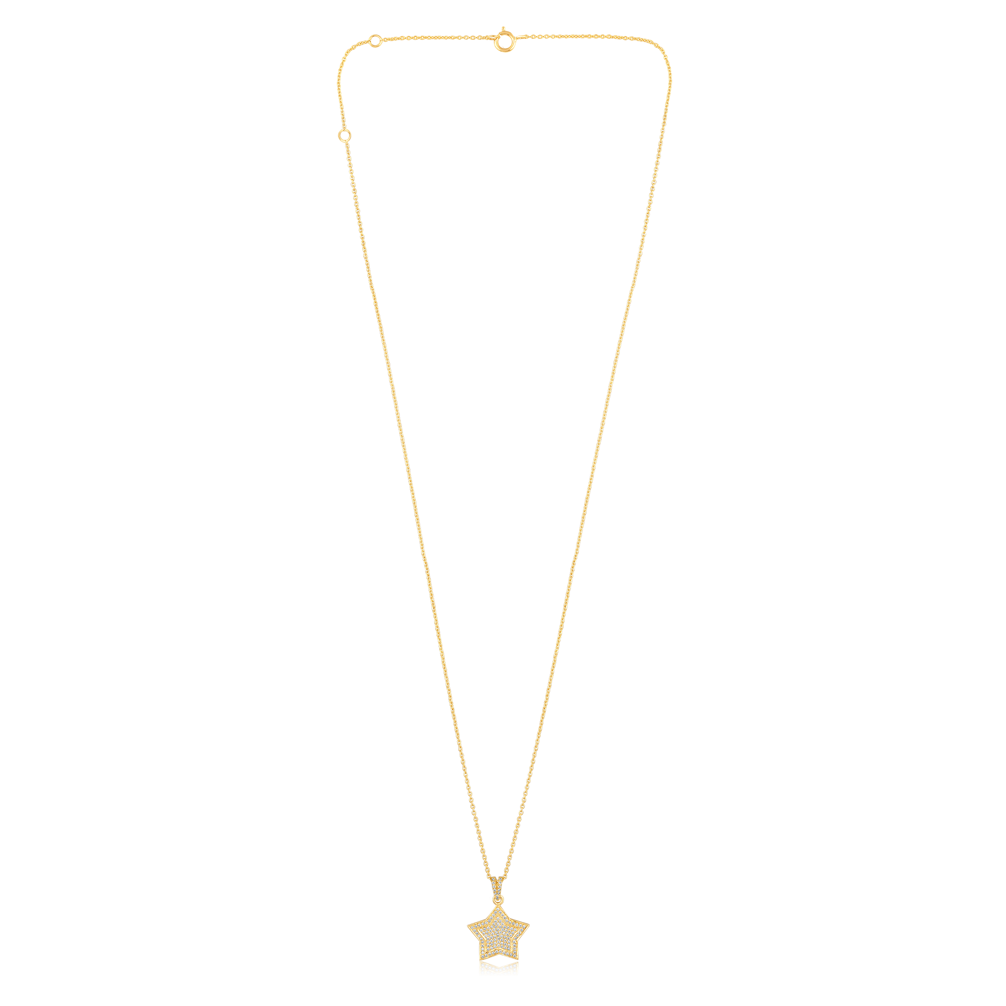 Certified 14K Gold 0.2ct Natural Diamond Pave Star Starburst Hip Hop Necklace