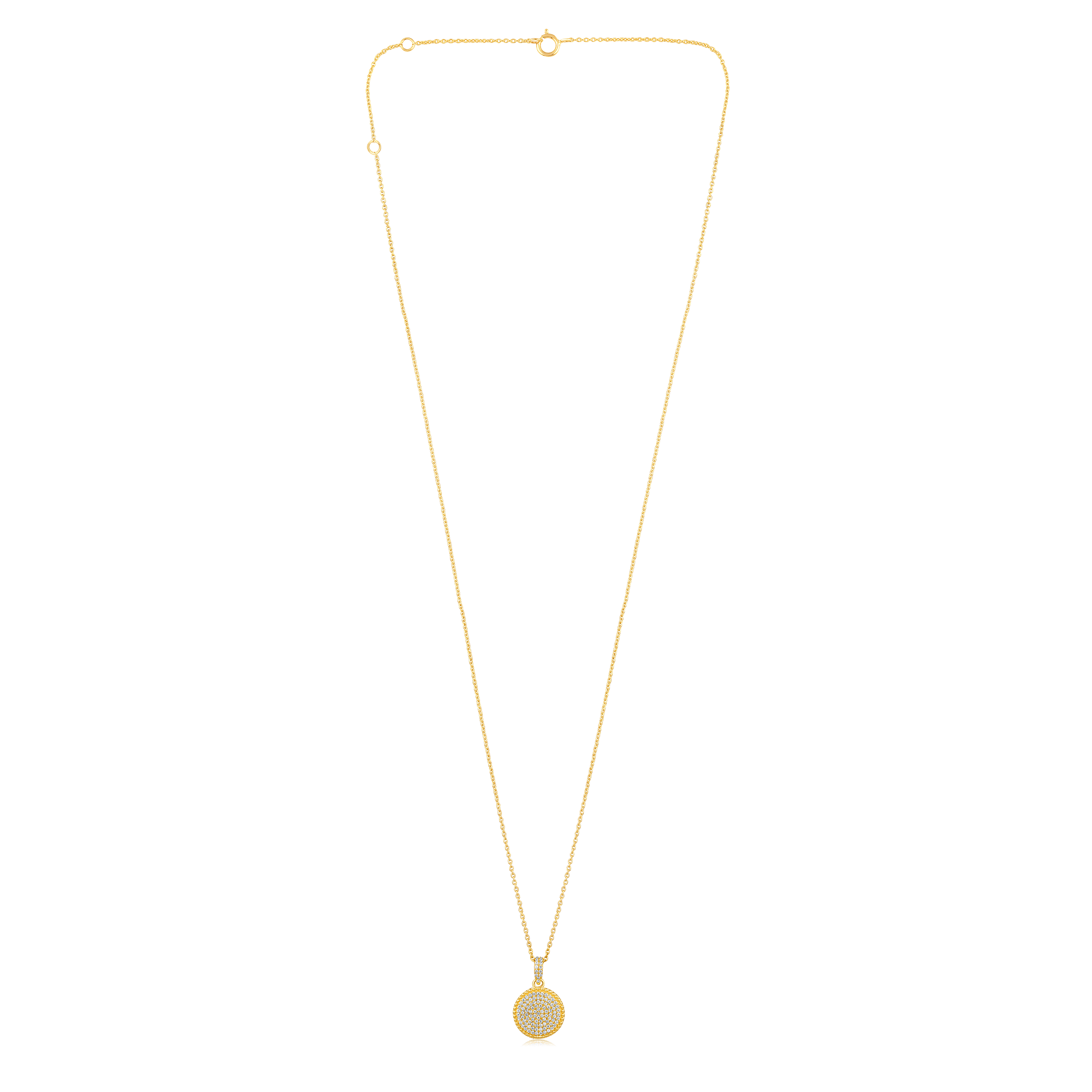 Certified 14K Gold 0.2ct Natural Diamond Disc Round Cluster Pendant Necklace