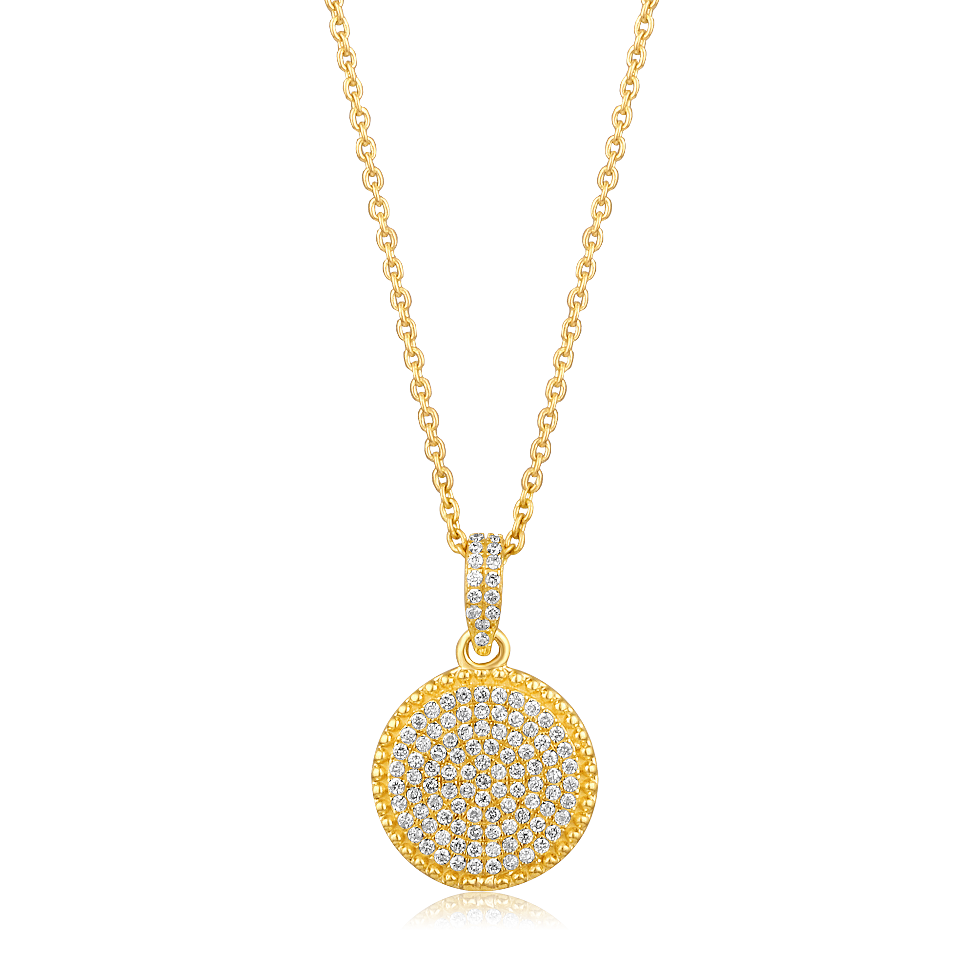 Certified 14K Gold 0.2ct Natural Diamond Disc Round Cluster Pendant Necklace